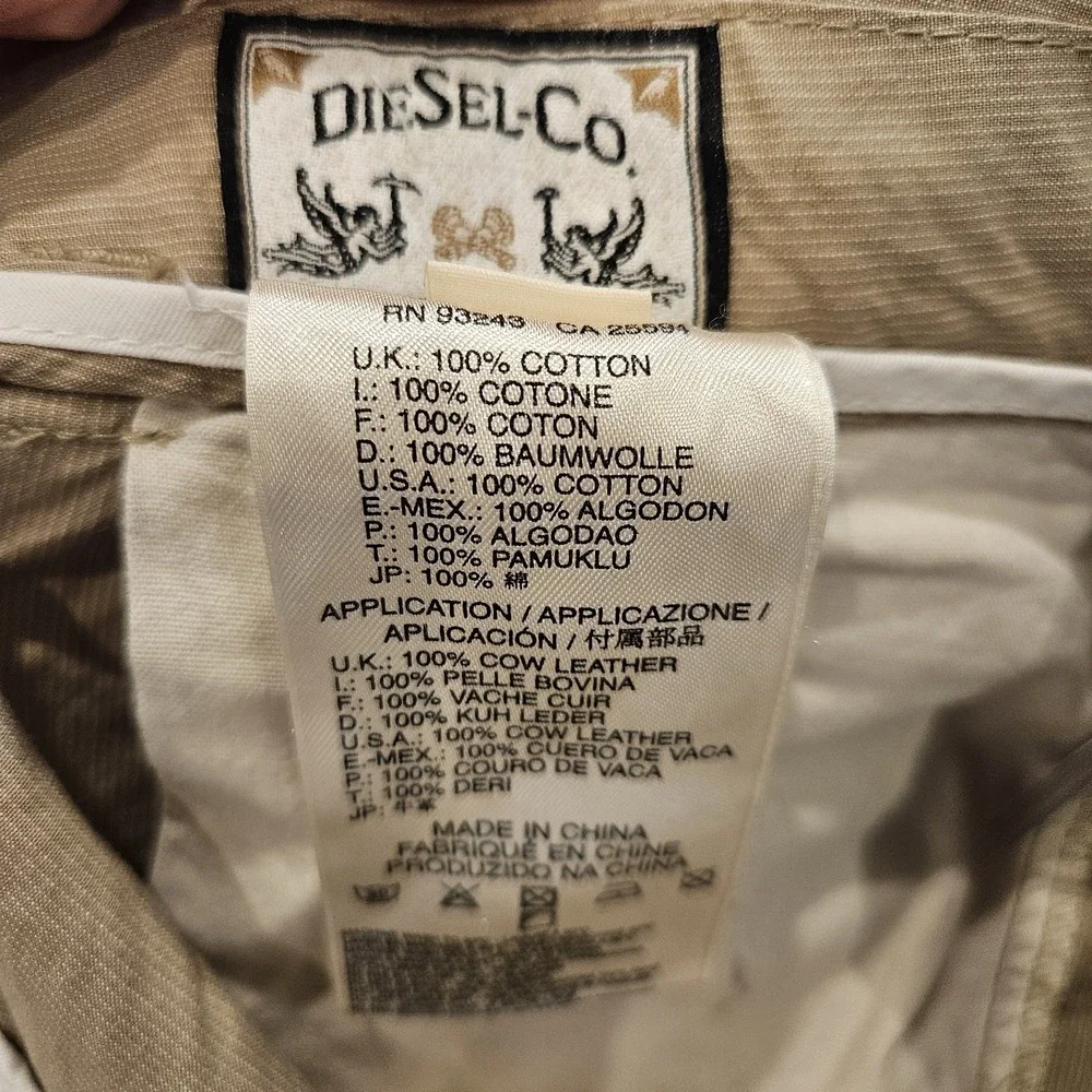 Diesel Men's Chi-Reg Slim Fit 28 Pants Trousers Desert Tan Pinstripe